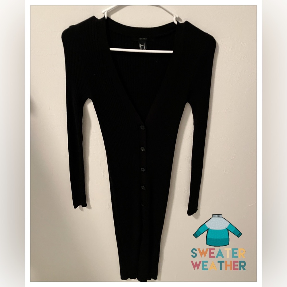 Long Sleeve Button Down Sweater Duster